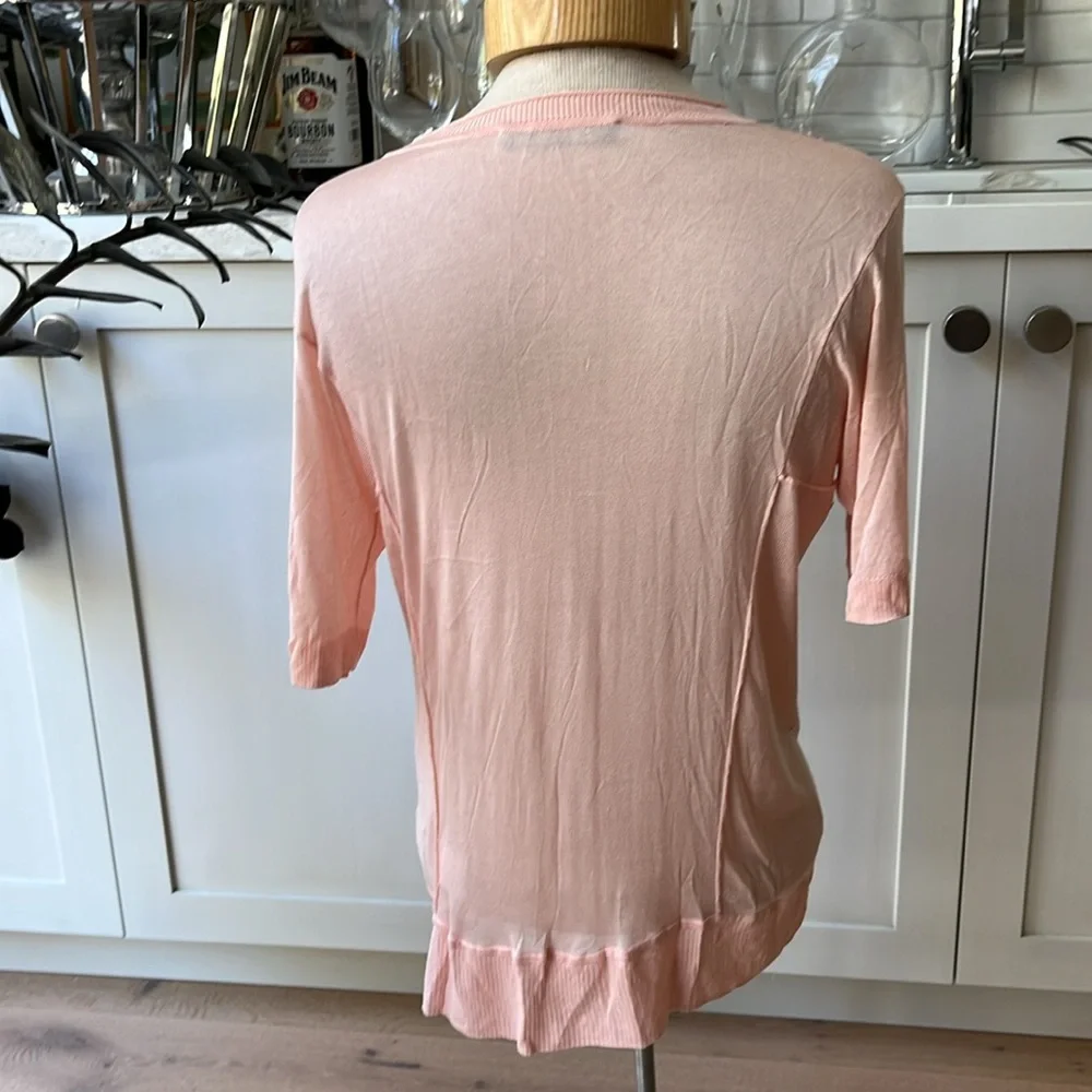 VGUC MaxMara weekend 100% silk short sleeve sweater with floral centre panel - Picture 5 of 8